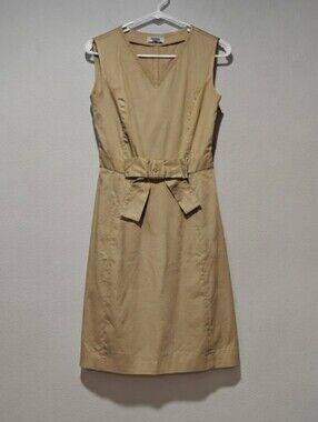Vintage Moschino Sleeveless V-Neck Belted Cotton A-Line Dress Size 4 Pockets